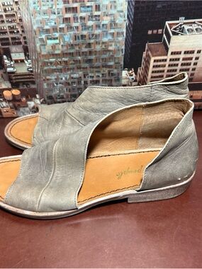 Free People Gray Open-Toe Leather Cutout Mules